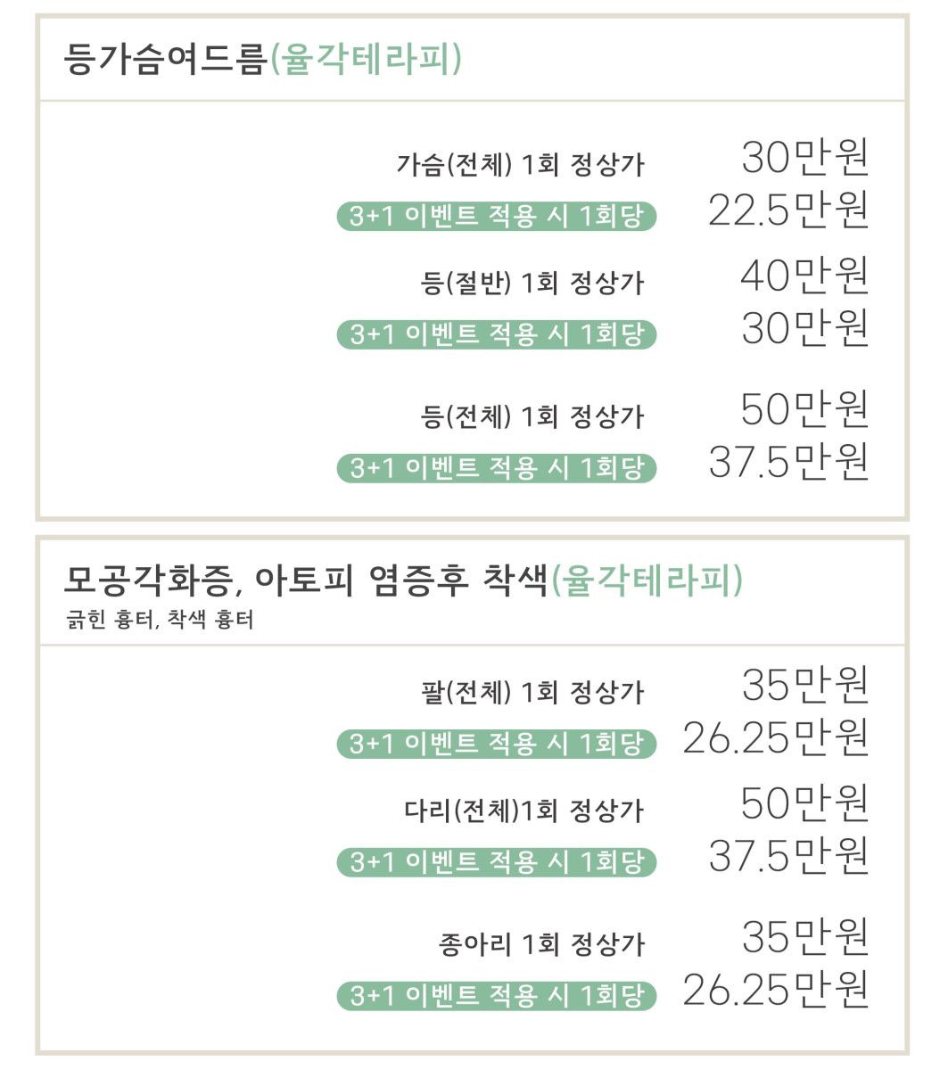 [울산점] 울산등가슴여드름 제거 이벤트 가격 (율각테라피 특허등록) - 해율한의원