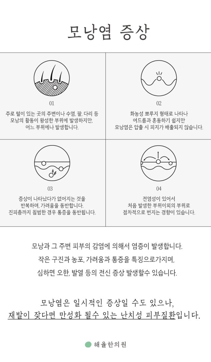 [수원점] 수원모낭염과 여드름은 어떻게 구별하나요? - 해율한의원